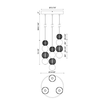 Onyx 3 Head Multi Pendant