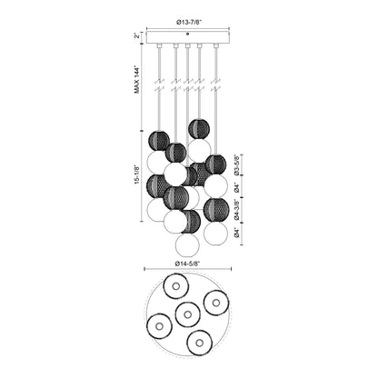 Onyx 5 Head Multi Pendant