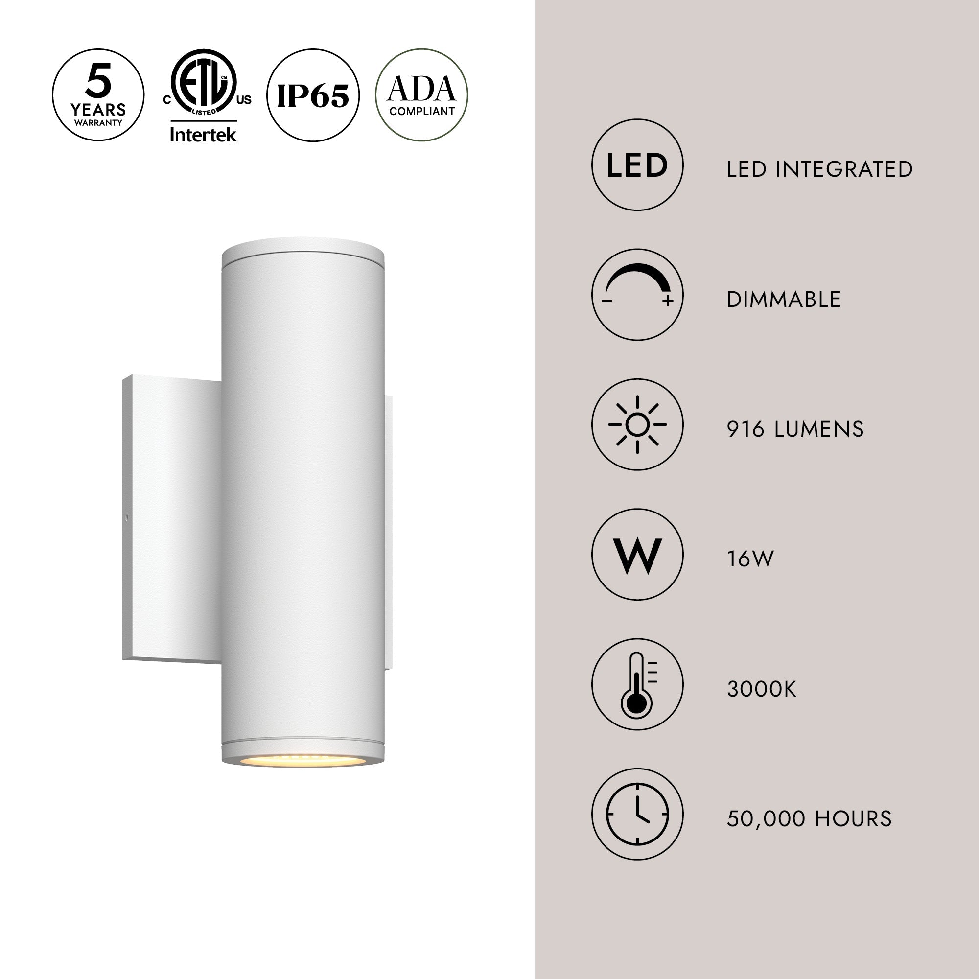 Nordic 8-in (2-in Dia.) Exterior Wall – Kuzco Lighting