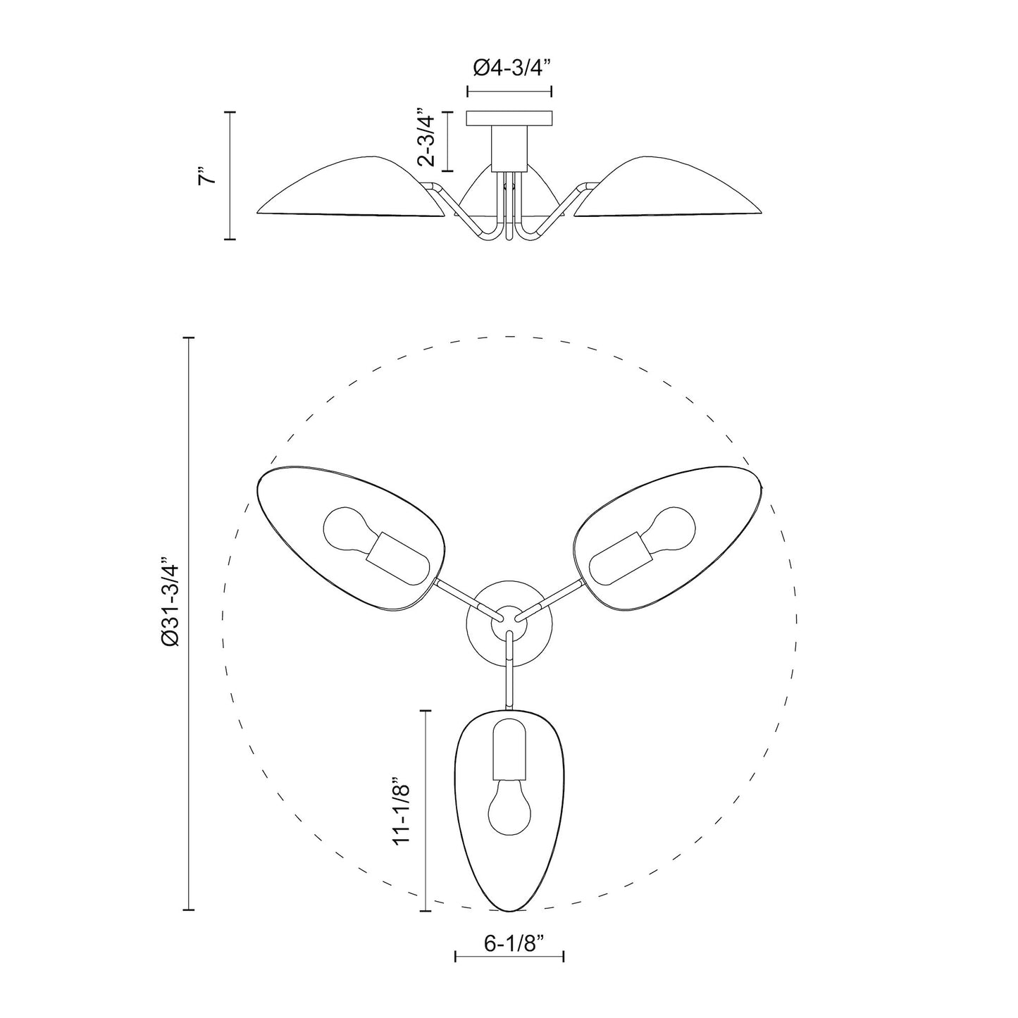 Oscar 32-in Semi-Flush Mount