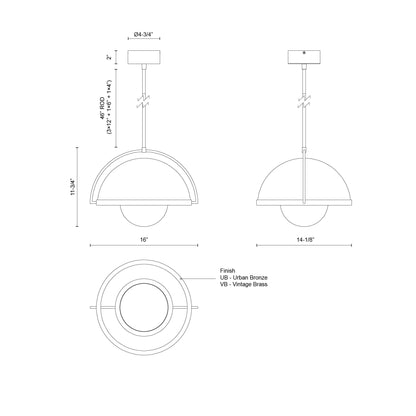 Bowery 16-in Pendant