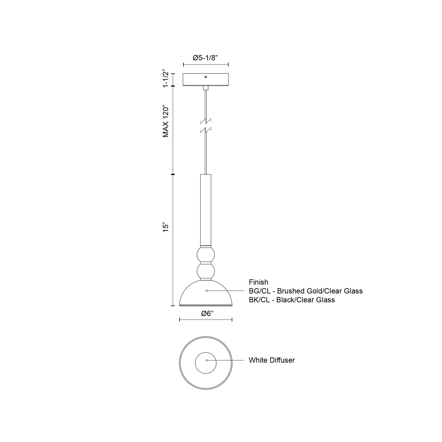 Rise 6-in Pendant