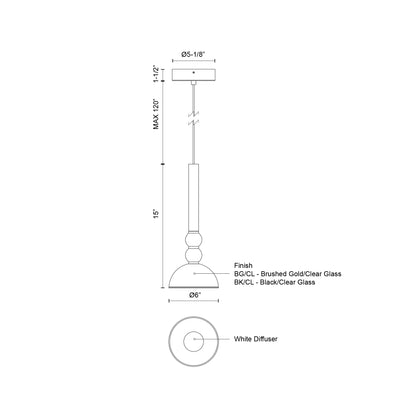 Rise 6-in Pendant