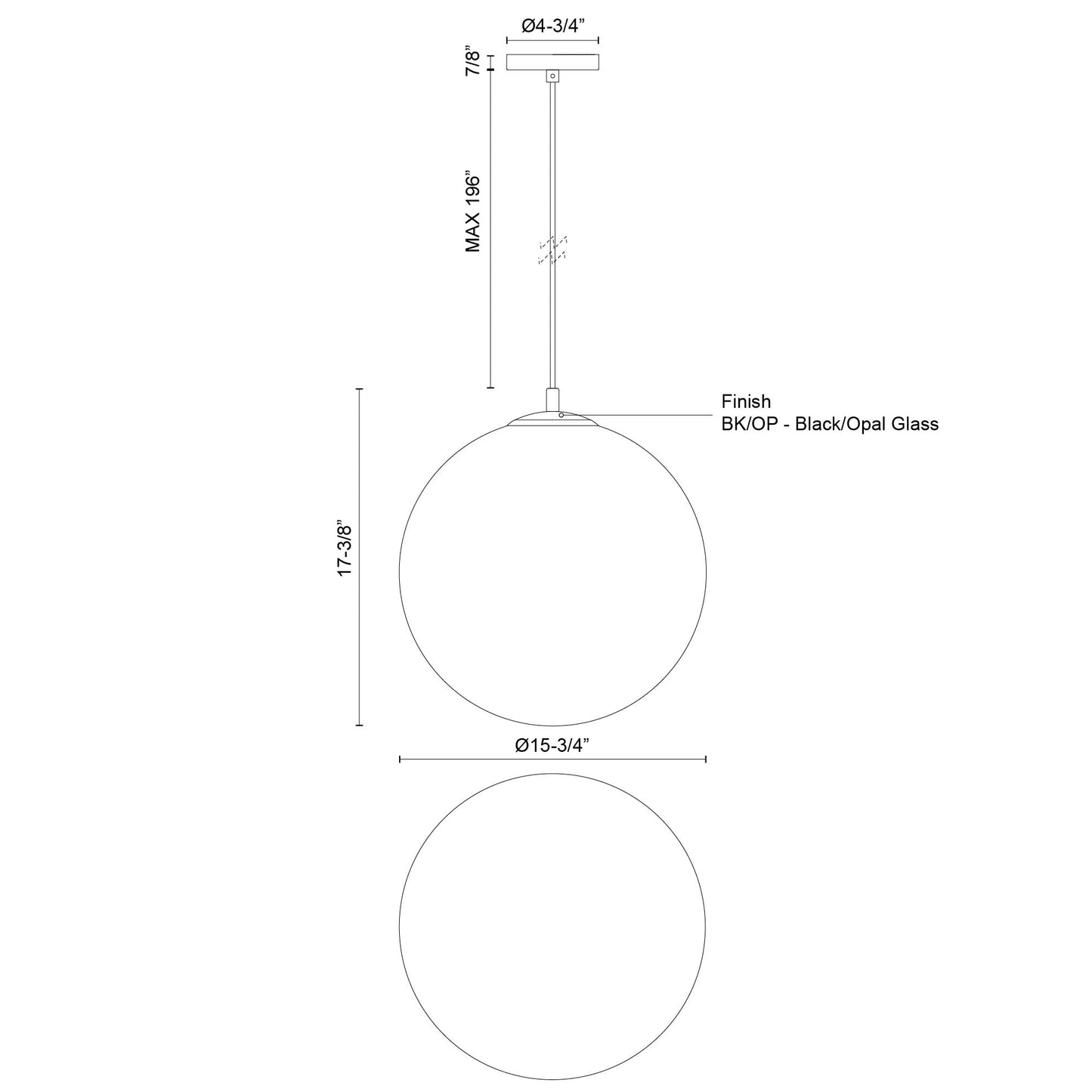 Marco 16-in (196-in Wire) Pendant