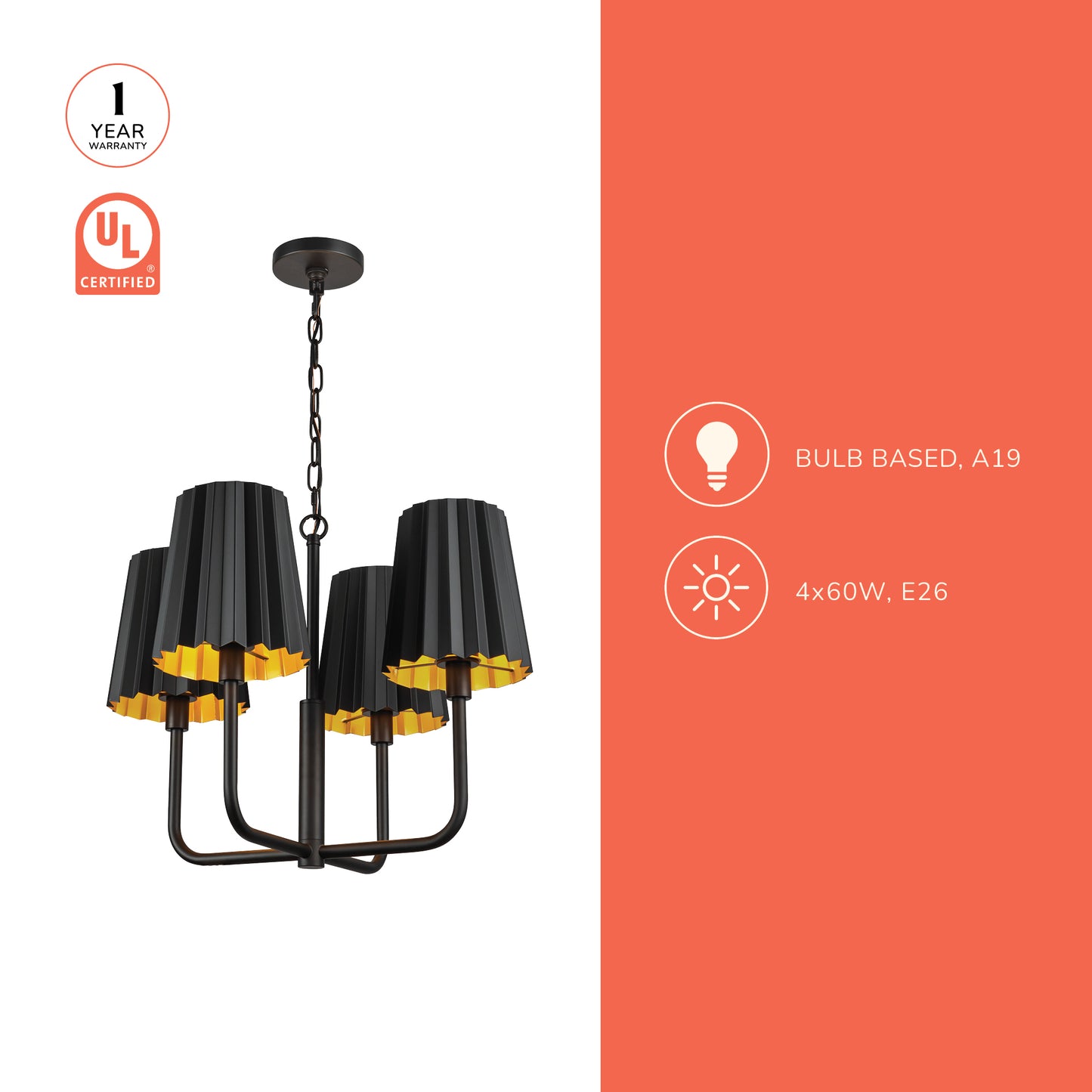 Plisse 23-in Chandelier