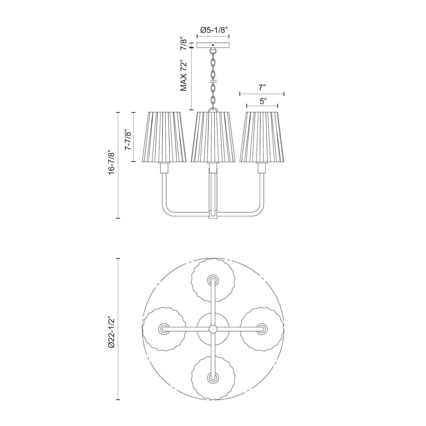 Plisse 23-in Chandelier