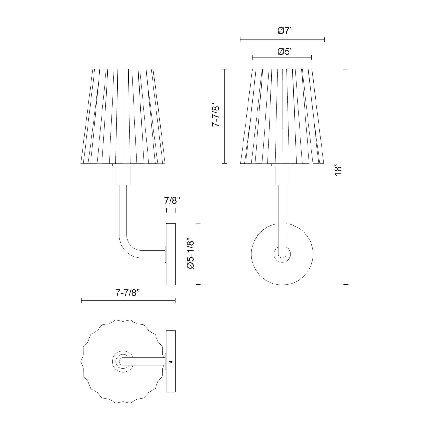 Plisse 7-in Wall/Vanity Light