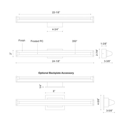 Plymouth 24-in Vanity Light