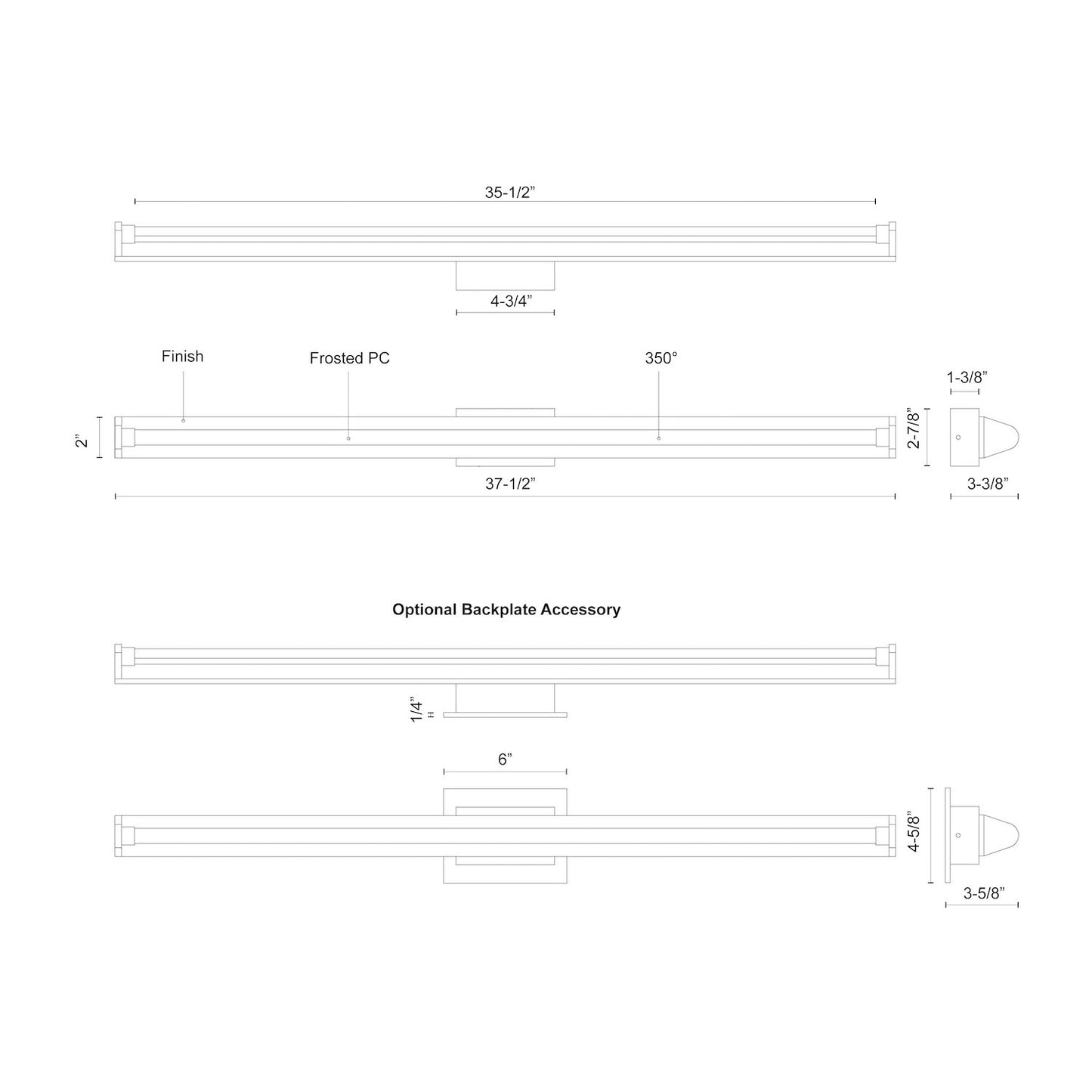 Plymouth 37-in Vanity Light