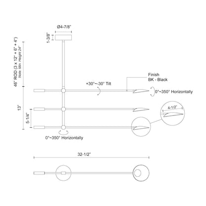 Rotaire 32-in Chandelier