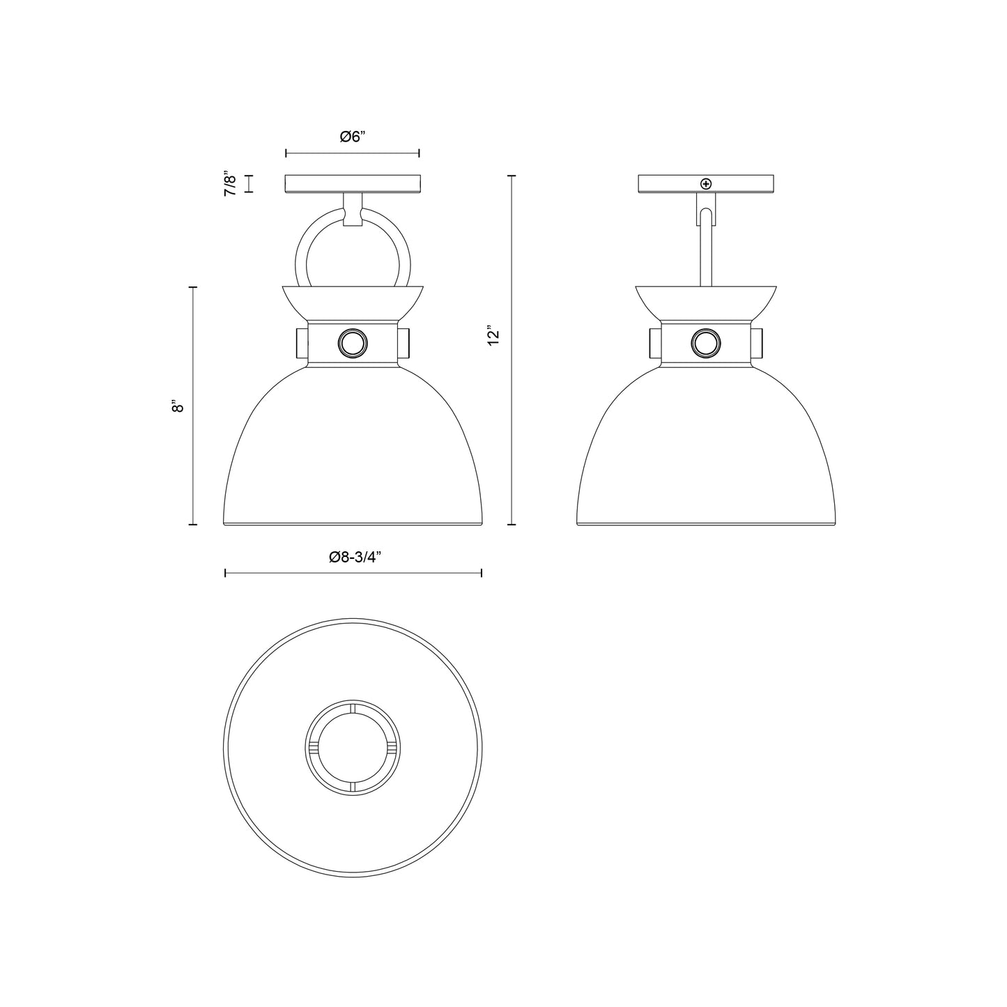 Waldo 9-in Semi-Flush Mount