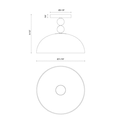 Paisley 12-in Semi-Flush Mount