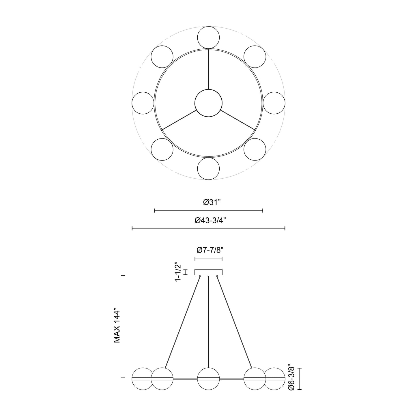 Tagliato 44-in Chandelier