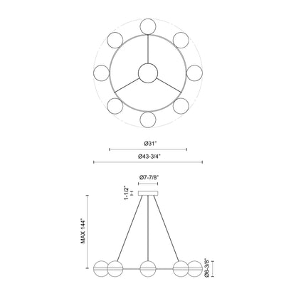 Tagliato 44-in Chandelier