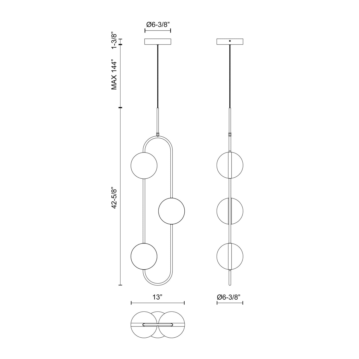 Tagliato 3 Head Pendant