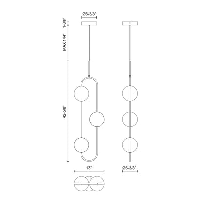 Tagliato 3 Head Pendant