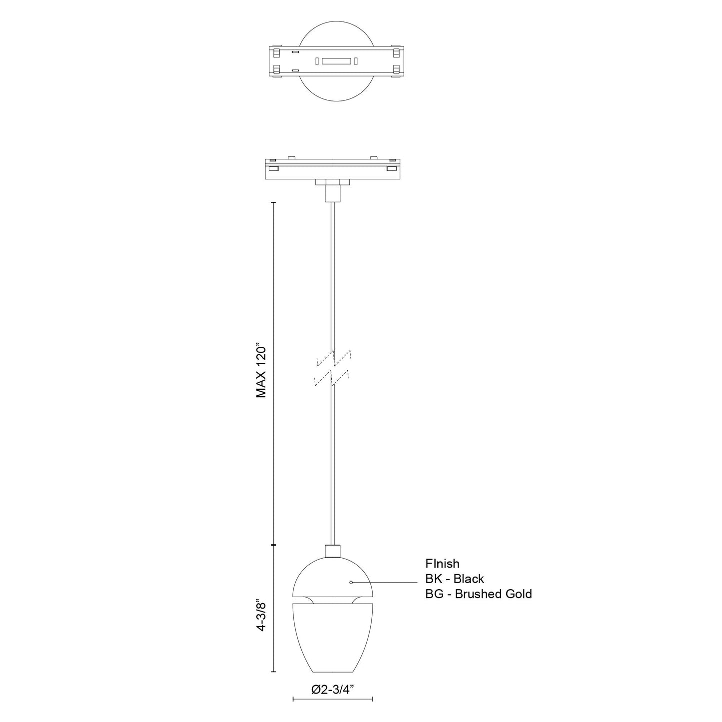 Eloa 4-in Trilo Track Pendant