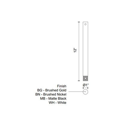 Fan Downrod 12-in Fan Downrod